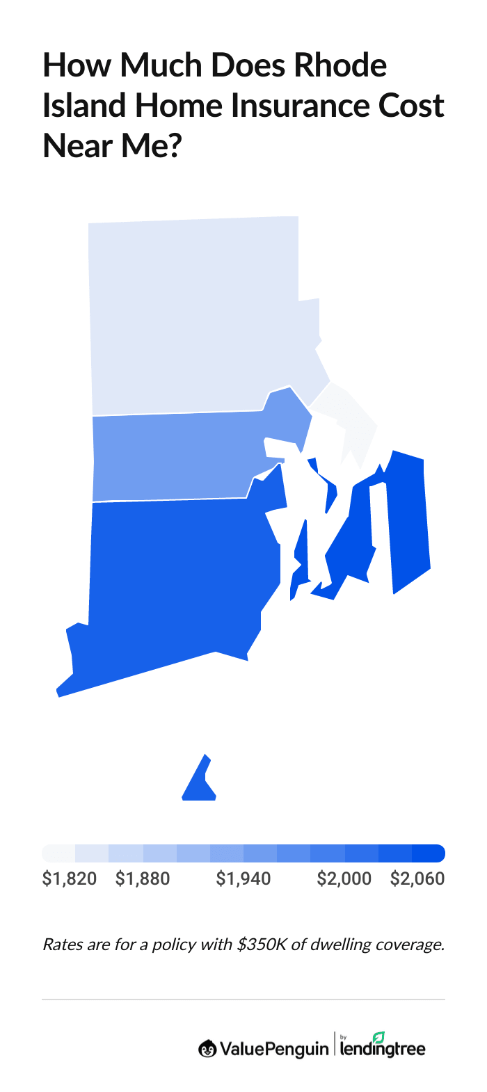 Cost of Rhode Island homeowners insurance by city